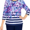 Best Pirce 🥰 Alfred Dunner Petite Picture Perfect Flowers and Stripes Knit Top ✨ -Alfred Dunner Sales Belk 2420