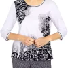Wholesale 🤩 Alfred Dunner Plus Size Asymmetrical Scroll Floral Top 👍 -Alfred Dunner Sales Belk 2423