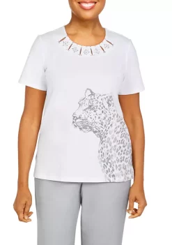 Best deal 🧨 Alfred Dunner 👩 Women's Cheetah Print Knit T-Shirt ⭐