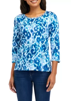 Hot Sale 💯 Alfred Dunner 👩 Women's Animal Print Knit Top ✨ -Alfred Dunner Sales Belk 244