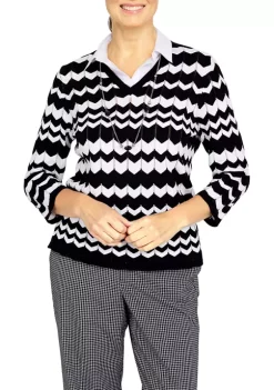 Top 10 β Alfred Dunner Petite Zig Zag Sweater with Woven Trim π