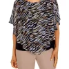 New 🔔 Alfred Dunner 👩 Women's Second Nature Zebra Flutter Woven 👕 Shirt 🎉 -Alfred Dunner Sales Belk 2485