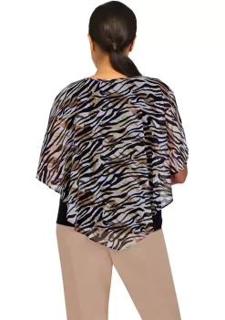 New 🔔 Alfred Dunner 👩 Women's Second Nature Zebra Flutter Woven 👕 Shirt 🎉 -Alfred Dunner Sales Belk 2486