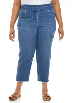 Hot Sale ❤️ Alfred Dunner Plus Size Embroidered Ankle Pants 👍 -Alfred Dunner Sales Belk 2505