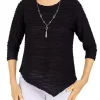 Discount ❤️ Alfred Dunner Petite Classics Solid Textured Knit Top with Necklace 😀 -Alfred Dunner Sales Belk 2506