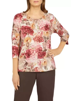 Discount ⭐ Alfred Dunner 👩 Women's Tapestry Floral Knit Top 🌟