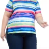 Cheapest 🛒 Alfred Dunner Plus Size Watercolor Biadere Knit Top 💯 -Alfred Dunner Sales Belk 2520