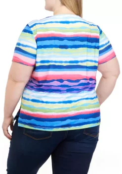 Cheapest 🛒 Alfred Dunner Plus Size Watercolor Biadere Knit Top 💯 -Alfred Dunner Sales Belk 2521