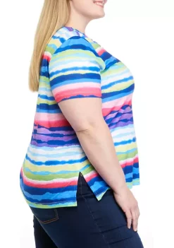 Cheapest 🛒 Alfred Dunner Plus Size Watercolor Biadere Knit Top 💯 -Alfred Dunner Sales Belk 2522