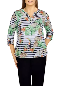 Cheap ⌛ Alfred Dunner Second Nature Toucan Stripe Knit Top ❤️ -Alfred Dunner Sales Belk 2529