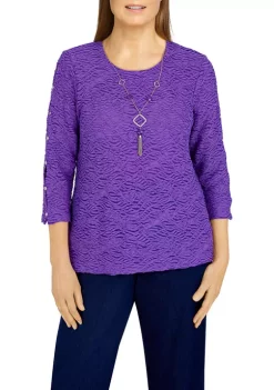 Best deal 🛒 Alfred Dunner Petite Solid Textured Knit Top 💯