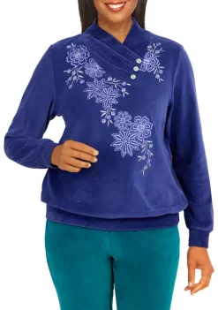 Outlet 👏 Alfred Dunner 👩 Women's Long Sleeve Velour Top 🎉