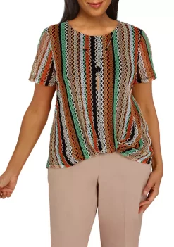 Top 10 💯 Alfred Dunner Second Nature Vertical Texture with Necklace Knit Top 🎉 -Alfred Dunner Sales Belk 2545