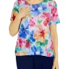 New ✔️ Alfred Dunner 👩 Women's Happy Hour Watercolor Floral Knit Top 💯 -Alfred Dunner Sales Belk 2546