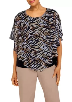 Budget 🥰 Alfred Dunner Petite Zebra Print Flutter Top 🤩