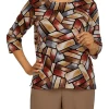 Discount ✨ Alfred Dunner 👩 Women's Classics Stained Glass Color Block Top 😍 -Alfred Dunner Sales Belk 2559
