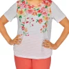 Buy 👏 Alfred Dunner 👩 Women's Floral Stripe T-Shirt ❤️ -Alfred Dunner Sales Belk 2565