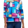 Flash Sale 🥰 Alfred Dunner 👩 Women's Shadow Boxes Printed Knit Top 🥰 -Alfred Dunner Sales Belk 2575