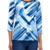 Outlet ⌛ Alfred Dunner 👩 Women's Brushstroke Print Knit Top 🤩