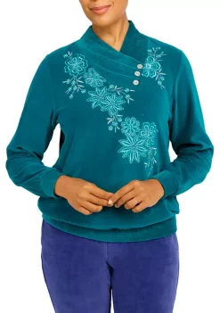Outlet 👏 Alfred Dunner 👩 Women's Long Sleeve Velour Top 🎉 -Alfred Dunner Sales Belk 258