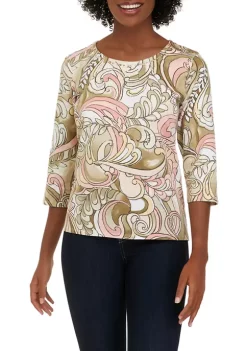 Buy ⭐ Alfred Dunner Petite Paisley Print Knit Top 😉