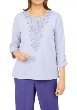 Buy 🎉 Alfred Dunner 👩 Women's Tivoli Gardens Diamond Geometric Print Knit Top 🤩 -Alfred Dunner Sales Belk 2616