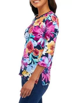 Buy ❤️ Alfred Dunner 👩 Women's Realistic Flower Print Knit Top ✔️ -Alfred Dunner Sales Belk 265