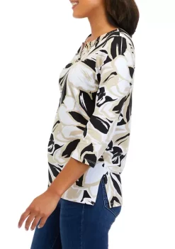 Coupon 🧨 Alfred Dunner 👩 Women's Floral Print Knit Top 😀 -Alfred Dunner Sales Belk 2656