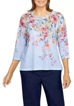 Budget 😍 Alfred Dunner 👩 Women's Shenandoah Valley Crew Neck Floral Print Top 🧨
