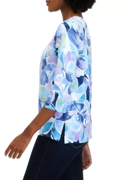 Best Sale 🥰 Alfred Dunner 👩 Women's Watercolor Floral Print Knit Top 🧨 -Alfred Dunner Sales Belk 276