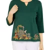 Best Pirce 🤩 Alfred Dunner 👩 Women's Classics Border Cat on a Fence Knit Top 👏 -Alfred Dunner Sales Belk 278