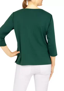 Best Pirce 🤩 Alfred Dunner 👩 Women's Classics Border Cat on a Fence Knit Top 👏 -Alfred Dunner Sales Belk 279