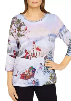 Promo ✨ Alfred Dunner 👩 Women's Holiday Scenic Top 👍 -Alfred Dunner Sales Belk 3