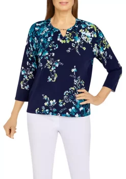 Best reviews of ❤️ Alfred Dunner 👩 Women's Asymmetric Flower Print Sweater ✨ -Alfred Dunner Sales Belk 318