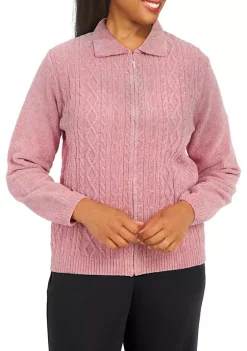 Best deal 🔔 Alfred Dunner 👩 Women's Zip Front Chenille Cardigan 🌟