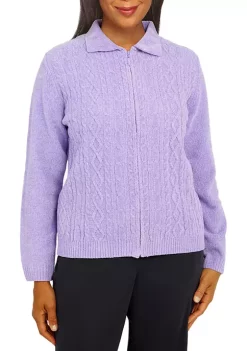 Best deal 🔔 Alfred Dunner 👩 Women's Zip Front Chenille Cardigan 🌟 -Alfred Dunner Sales Belk 328