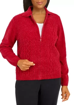 Best deal 🔔 Alfred Dunner 👩 Women's Zip Front Chenille Cardigan 🌟 -Alfred Dunner Sales Belk 329