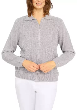 Best deal 🔔 Alfred Dunner 👩 Women's Zip Front Chenille Cardigan 🌟 -Alfred Dunner Sales Belk 330