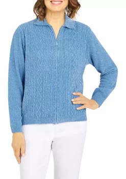 Best deal 🔔 Alfred Dunner 👩 Women's Zip Front Chenille Cardigan 🌟 -Alfred Dunner Sales Belk 331