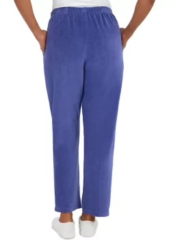 Promo ✔️ Alfred Dunner 👩 Women's Velour Pull-On Straight Leg Short Length Pants ✔️ -Alfred Dunner Sales Belk 360