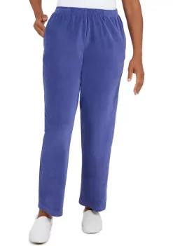 Promo ✔️ Alfred Dunner 👩 Women's Velour Pull-On Straight Leg Short Length Pants ✔️ -Alfred Dunner Sales Belk 362