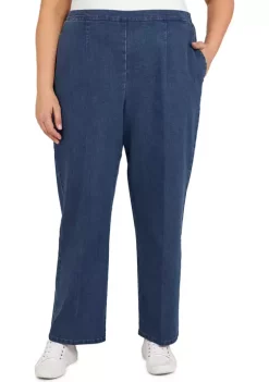 Buy 👍 Alfred Dunner Plus Size Lake Placid Short Pull-On Straight Leg 👖 Jeans 😀 -Alfred Dunner Sales Belk 365