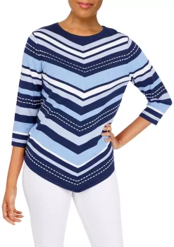 Discount 🛒 Alfred Dunner 👩 Women's Classics Chevron Novelty Sweater 🥰 -Alfred Dunner Sales Belk 374