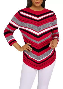 Discount 🛒 Alfred Dunner 👩 Women's Classics Chevron Novelty Sweater 🥰 -Alfred Dunner Sales Belk 376