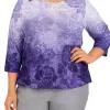 Discount ⌛ Alfred Dunner Plus Size 3/4 Sleeve Medallion Ombré Print Top ⭐ -Alfred Dunner Sales Belk 377