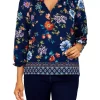 Brand new 🧨 Alfred Dunner 👩 Women's Floral Geometric Border Blouse ❤️ -Alfred Dunner Sales Belk 394