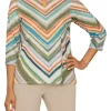 Flash Sale 😉 Alfred Dunner Petite Copper Canyon Split Neck Chevron Print Top ✨ -Alfred Dunner Sales Belk 41