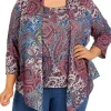 Cheapest 🛒 Alfred Dunner Plus Size Lake Placid Medallion Paisley Two in One Layered Top with Detachable Necklace 🤩 -Alfred Dunner Sales Belk 422
