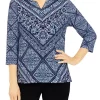 Top 10 😉 Alfred Dunner Petite Medallion Chevron Print Top 😉 -Alfred Dunner Sales Belk 439