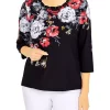 Promo 🎁 Alfred Dunner Petite Empire State Crew Neck 3/4 Sleeve Floral Print Top 💯 -Alfred Dunner Sales Belk 465